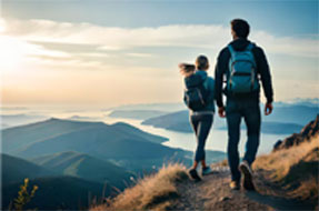 Couple trekking in Nepal mountains – Nepal tour package for Indian nature lovers
