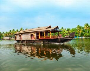Kerala houseboat on peaceful backwaters