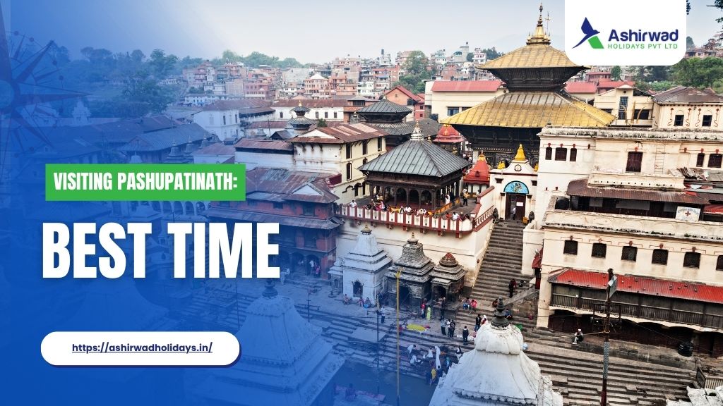 An aerial view of the Pashupatinath Temple complex in Kathmandu, Nepal, showcasing its traditional architecture and vibrant surroundings.